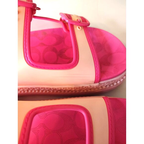 Coach Lainey Platform Flower Pink Slide Rubber Sandals, Size 7B, Buckle, READ - Picture 7 of 12
